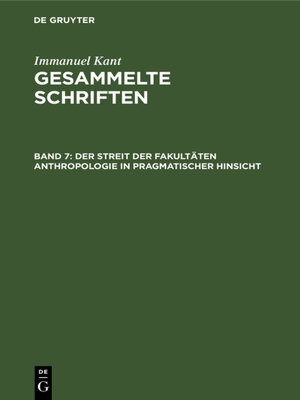 cover image of Der Streit der Fakultäten Anthropologie in pragmatischer Hinsicht